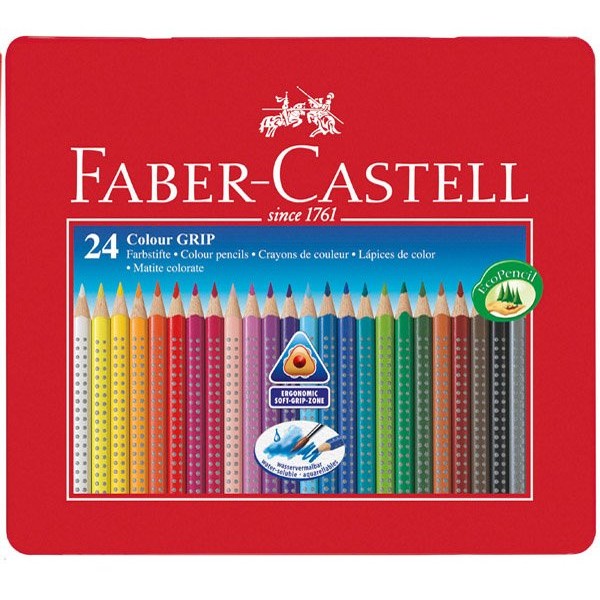 Astuccio metallo 24 pastelli colorati acquerellabili color grip faber castell - Z05703