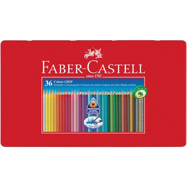 Astuccio metallo 36 pastelli colorati acquerellabili color grip faber castell - Z05704