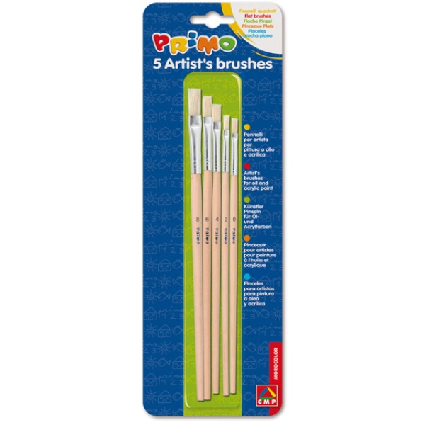 Blister 5 pennelli piatti assortiti primo - Z05708