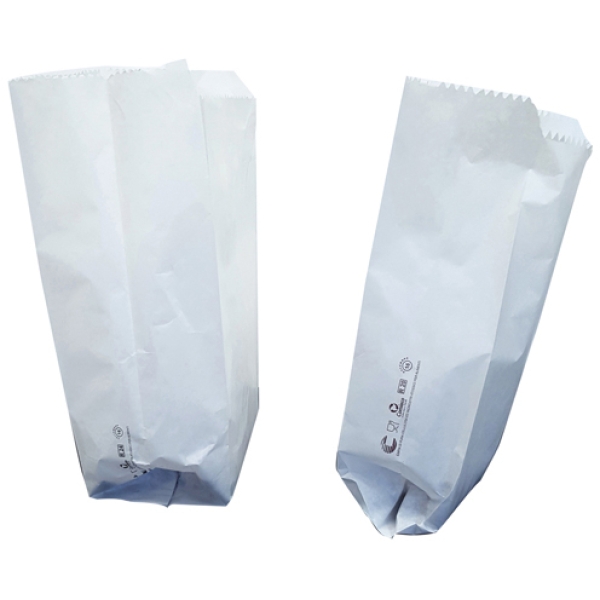 100 sacchetti bianchi 15x31cm +11cm in carta kraft - Z05823