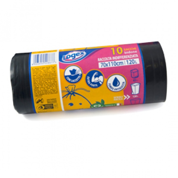 10 sacchi immondizia 43µ 70x110 120lt nero logex - Z05877
