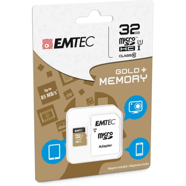 Micro sdhc emtec 32gb gold + con adattatore - Z06366