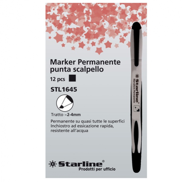 Marcatore permanente nero p.scalpello 2-4mm starline - Z09058