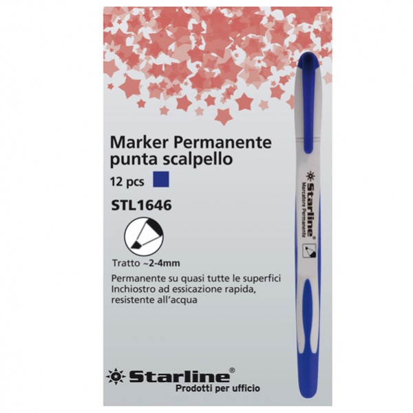 Marcatore permanente blu p.scalpello 2-4mm starline - Z09059