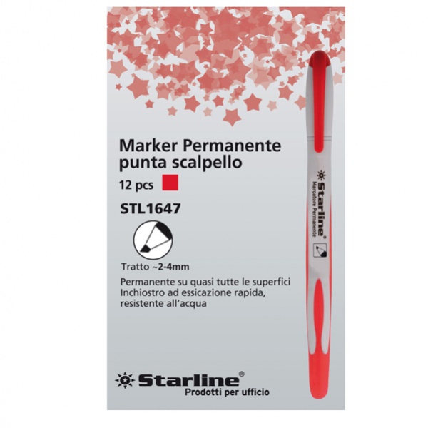 Marcatore permanente rosso p.scalpello 2-4mm starline - Z09060
