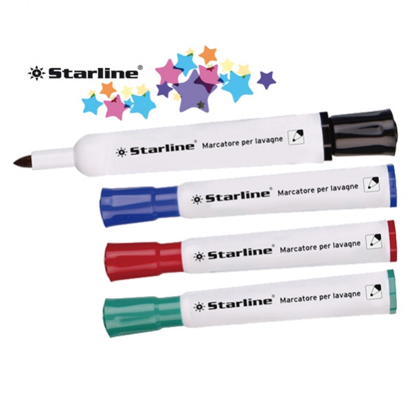 Busta 4 marcatori per lavagne colori ass. p.tonda 2mm starline - Z09064