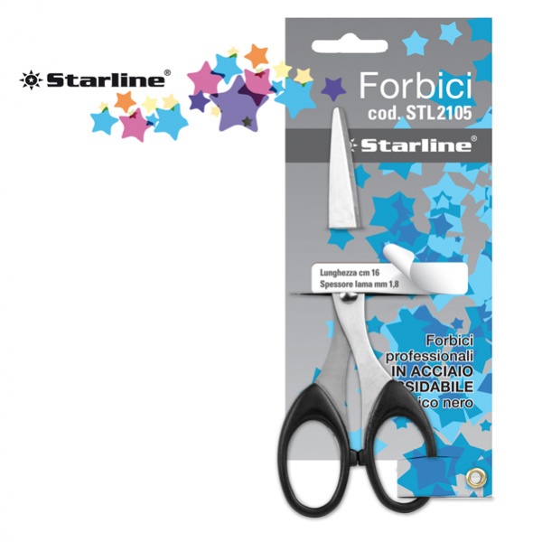 Forbici 16cm lama in acciaio impugnatura nera starline - Z09071