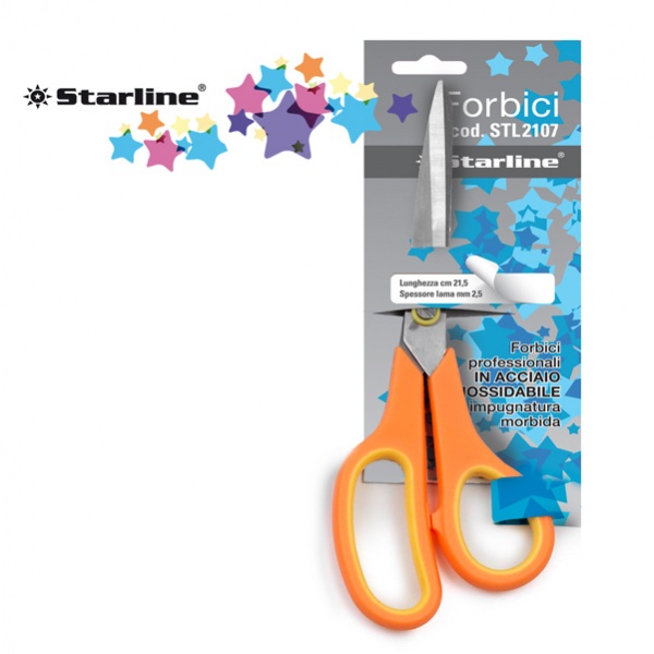 Forbici 21,5cm lama in acciaio impugnatura morbida starline - Z09073