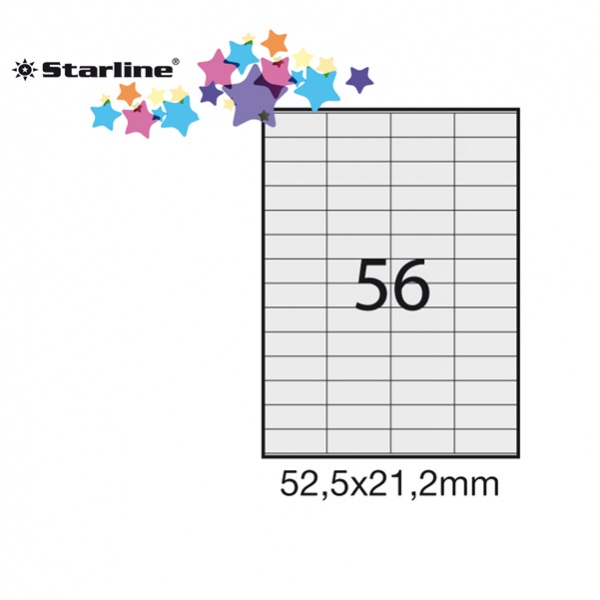 Etichetta adesiva bianca 100fg A4 52,5x21,2mm (56et/fg) starline - Z09083