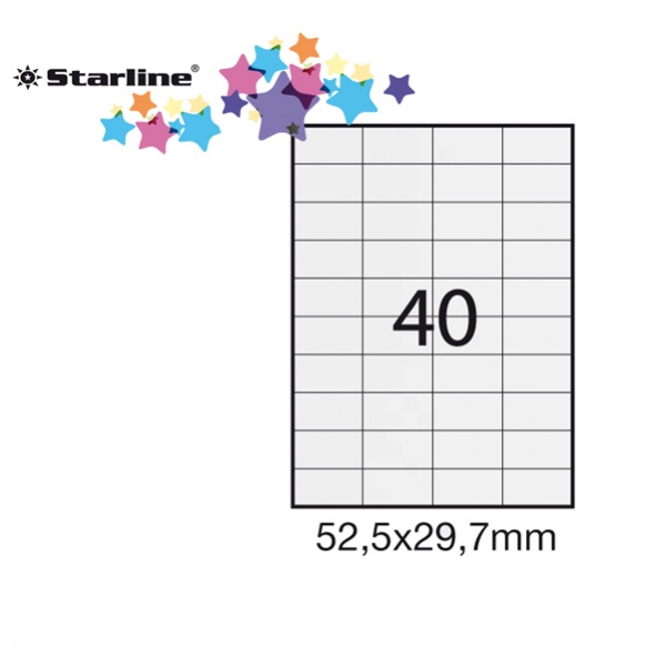 Etichetta adesiva bianca 100fg A4 52,5x29,7mm (40et/fg) starline - Z09084