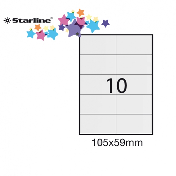 Etichetta adesiva bianca 100fg A4 105x59mm (10et/fg) starline - Z09092