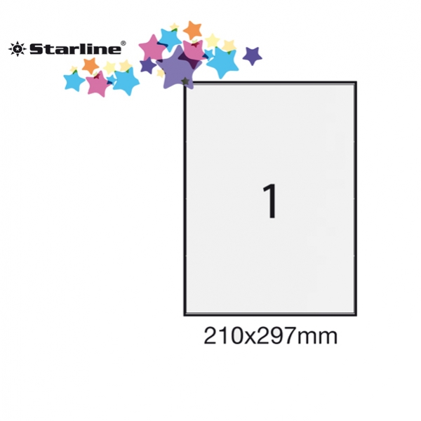Etichetta adesiva bianca 100fg A4 210x297mm (1et/fg) starline - Z09100