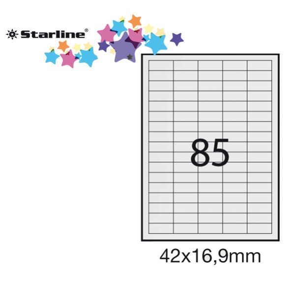 Etichetta adesiva bianca 100fg A4 42x16,9mm (85et/fg) starline - Z09103