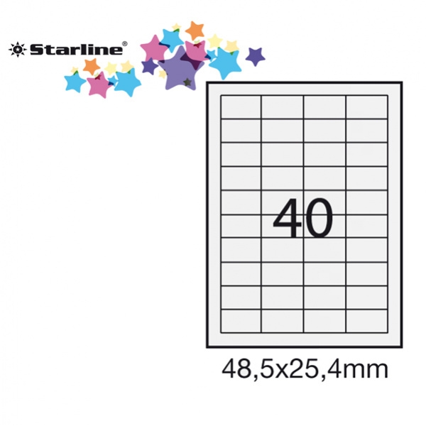 Etichetta adesiva bianca 100fg A4 48,5x25,4mm (40et/fg) starline - Z09106