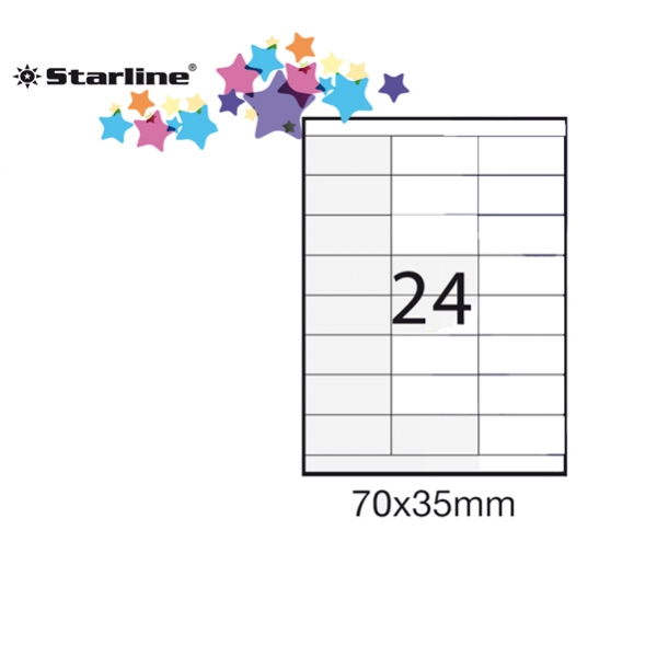 Etichetta adesiva bianca 100fg A4 70x35mm (24et/fg) starline - Z09110
