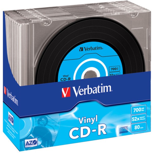 Scatola 10 cd-r datalifeplus data vinyl slim 1x-52x 700 mb azo colour - Z09403