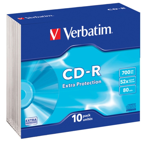 Scatola 10 cd-r datalife slim case 52x 700mb extra protection - Z09439