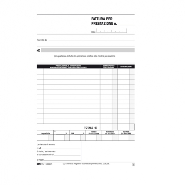 Blocco fatture professionisti 50/50 fogli autor. 23x15 e5266a - Z09924