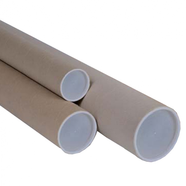 Tubo in cartone avana doppio tappo trasparente 100cm ø10cm - Z10311