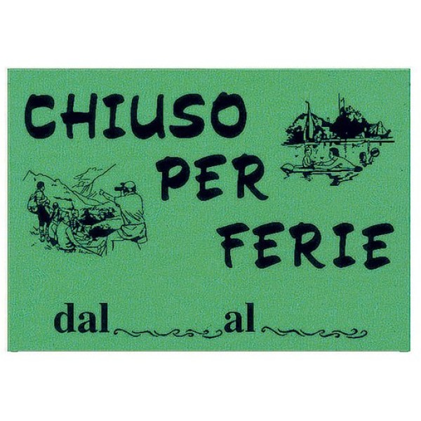 Cartello in cartoncino 'chiuso per ferie' 16x23cm cwr 315/12 - Z10321