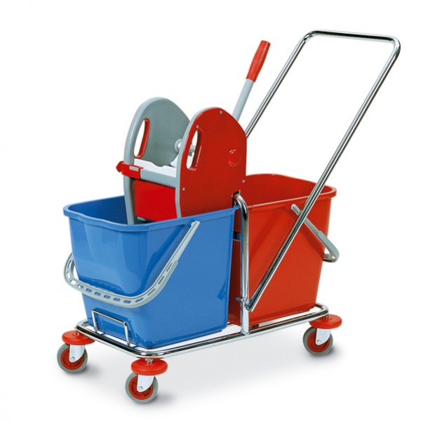 Carrello duo doppia vasca 25+25lt con pressa in factory - Z10755