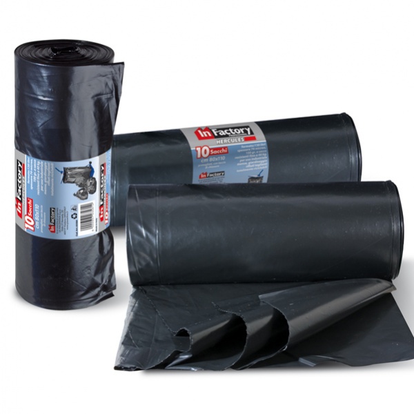 10 sacchi rifiuti 80x110cm-130lt 70µ neri hercules - Z10805