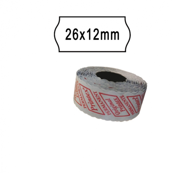Pack 10 rotoli 1000 etich. 26x12mm onda bianco perm. printex - Z10973