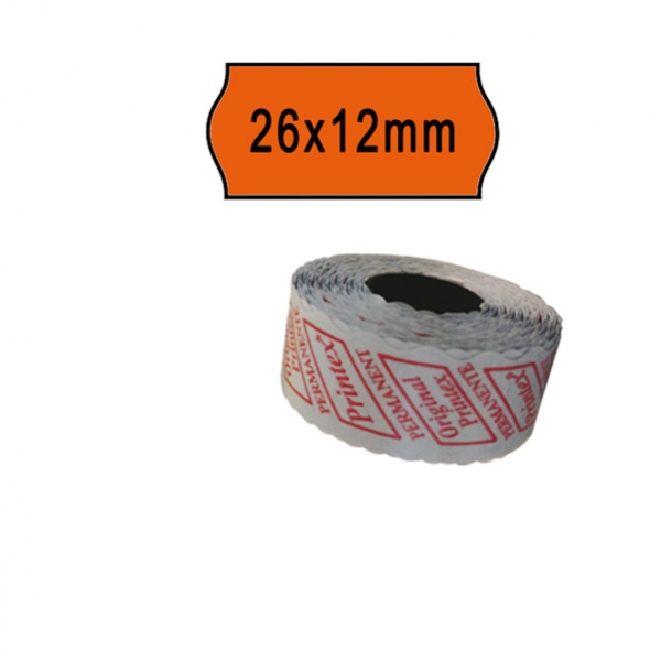 Pack 10 rotoli 1000 etich. 26x12mm onda arancio perm. printex - Z10975