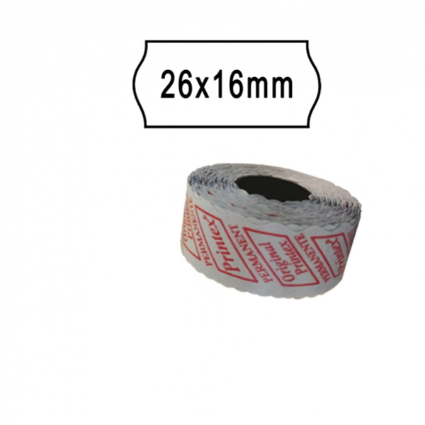 Pack 10 rotoli 1000 etich. 26x16mm onda bianco perm. printex - Z10981