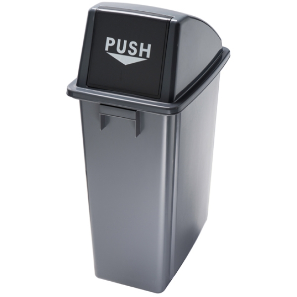 Contenitore office 60lt + coperchio nero pushper rifiuto secco - Z11185