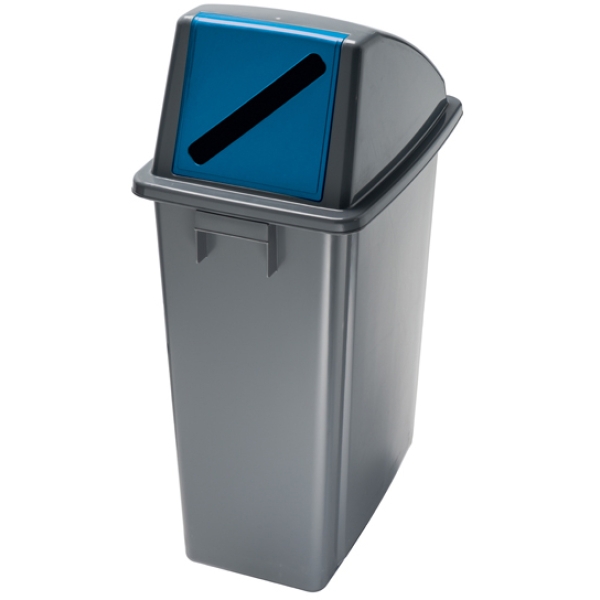 Contenitore office 60lt + coperchio blu con feritoia per carta - Z11186