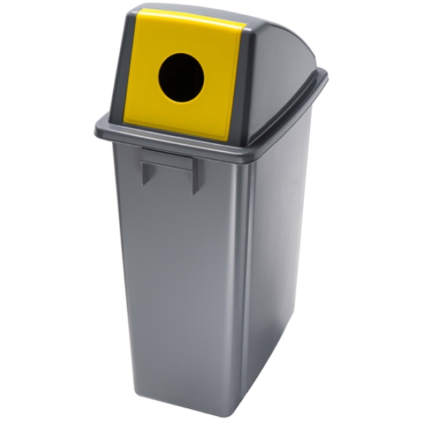Contenitore office 60lt + coperchio giallo con foro per bottiglie - Z11187