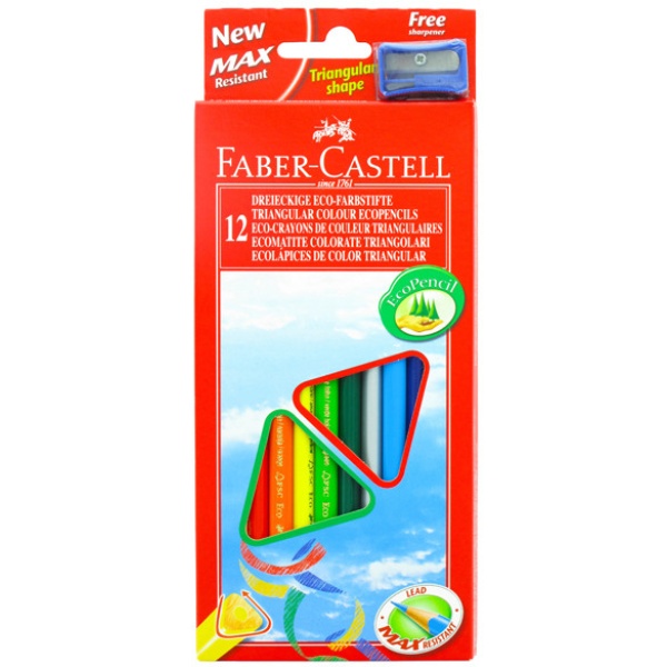 Astuccio 12 pastelli colorati triangolari eco + temperino faber castell - Z11261