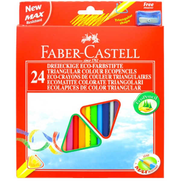 Astuccio 24 pastelli colorati triangolari eco + temperino faber castell - Z11262