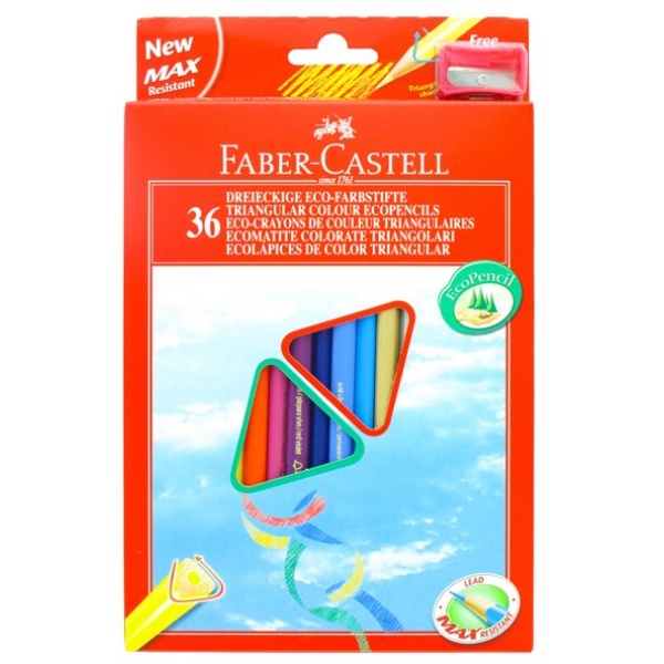 Astuccio 36 pastelli colorati triangolari eco + temperino faber castell - Z11263