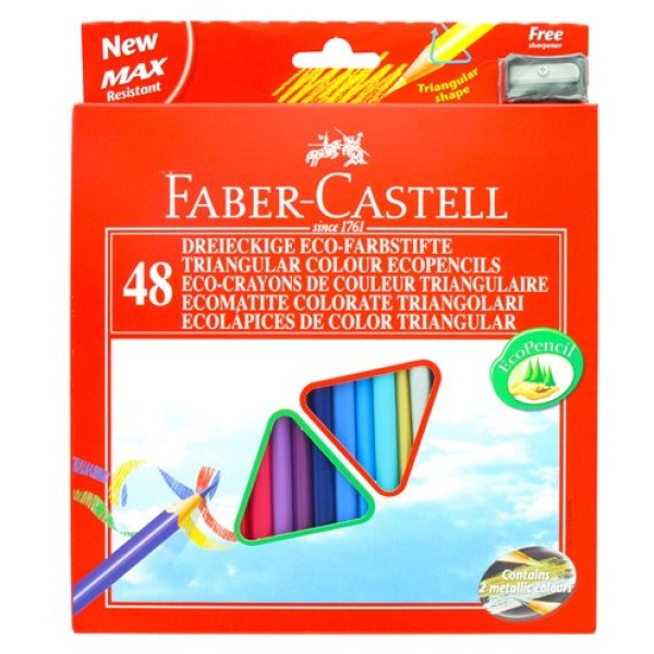 Astuccio 48 pastelli colorati triangolari eco + temperino faber castell - Z11264