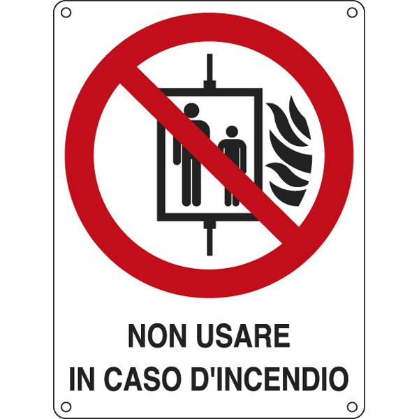 Cartello alluminio 11,5x16cm 'non usare in caso di incendio' - Z11325