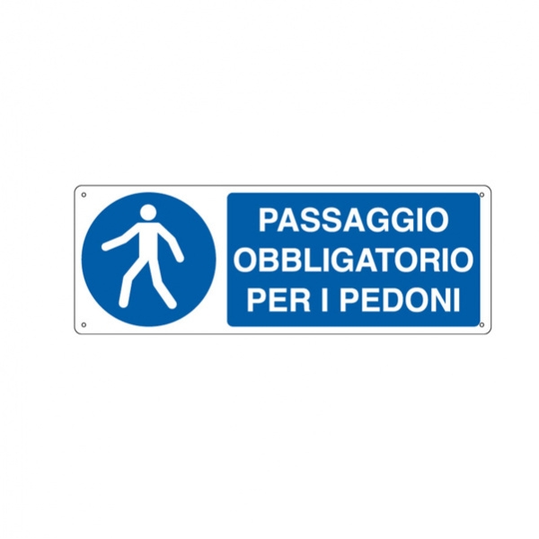 Cartello alluminio 35x12,5cm 'passaggio obbligatorio per i pedoni' - Z11329