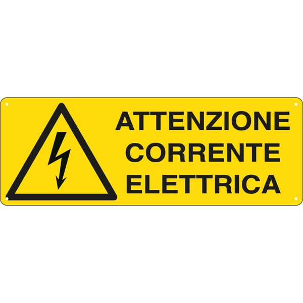 Cartello alluminio 35x12,5cm 'attenzione corrente elettrica' - Z11334