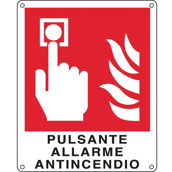 Cartello alluminio 12x14,5cm 'pulsante allarme antincendio'' - Z11341