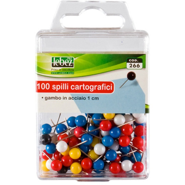 Scatola 100 spilli cartografici a sfera assortiti art.266 - Z11403