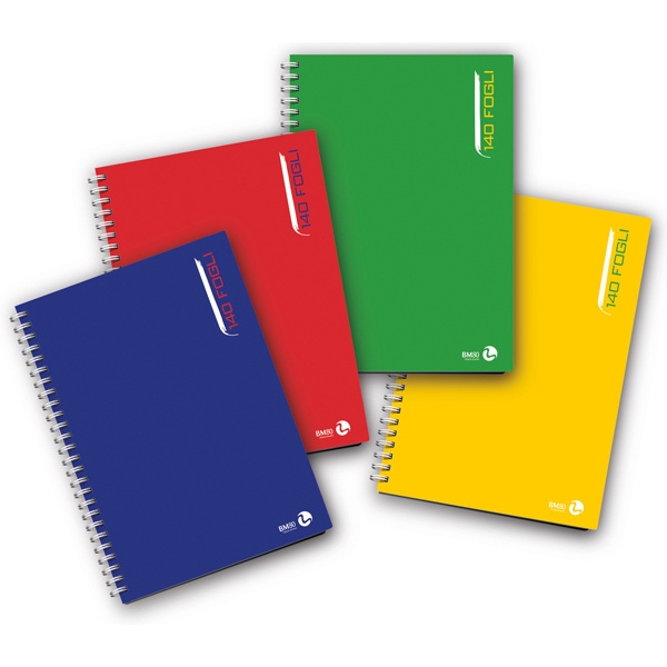 Blocco notes spiralato l/lungo 22,3x29,7mm 80gr 5mm 140fg bm - Z11594