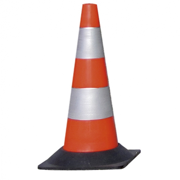 Cono segnaletico rifrangente h50cm bianco/rosso - Z11615