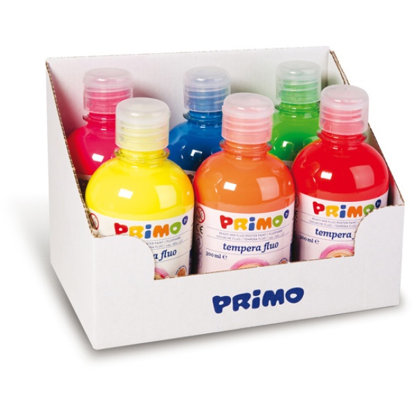 Tempere fluo 300 ml 6 pz colori assortiti primo - Z11792