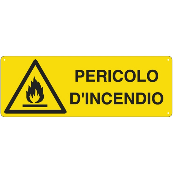 Cartello alluminio 35x12,5cm 'pericolo di incendio' - Z11851