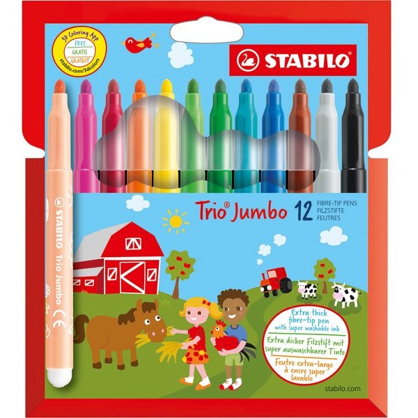 Astuccio 12 pennarelli trio jumbo stabilo - Z12093