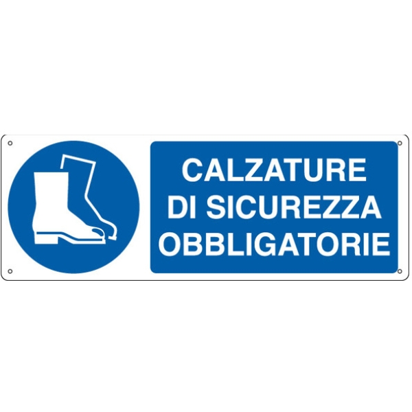 Cartello alluminio 35x12,5cm 'calzatura di sicurezza obbligatoria" - Z12168