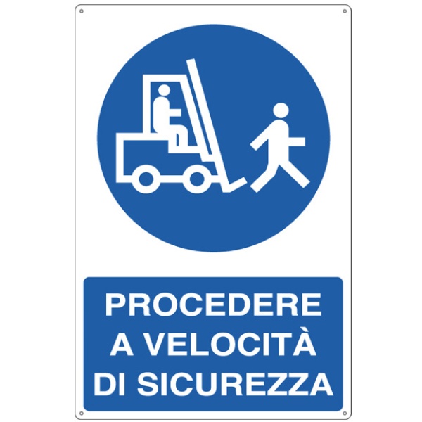 Cartello alluminio 50x70cm 'procedere a velocita' di sicurezza' - Z12172