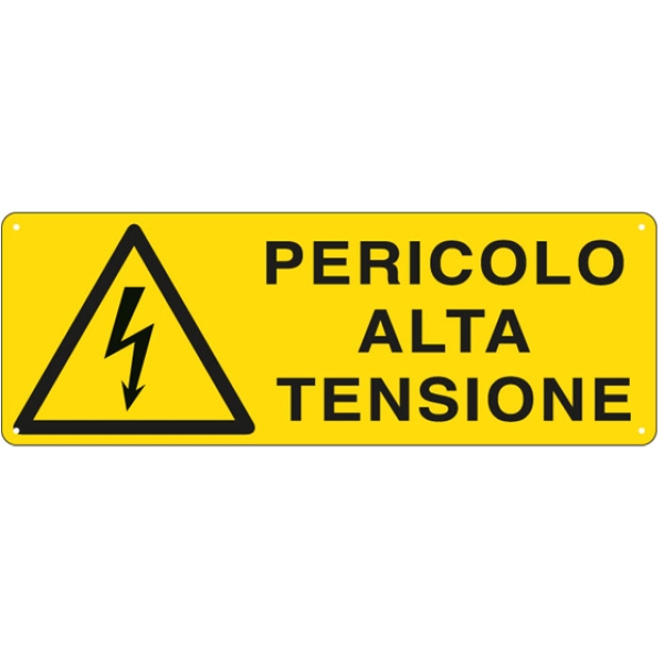 Cartello alluminio 35x12,5cm 'pericolo alta tensione' - Z12175
