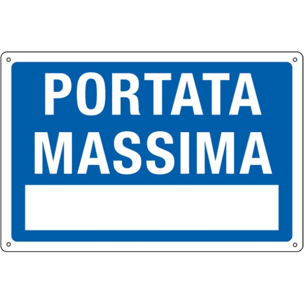 Cartello alluminio 30x20cm 'portata massima' - Z12176